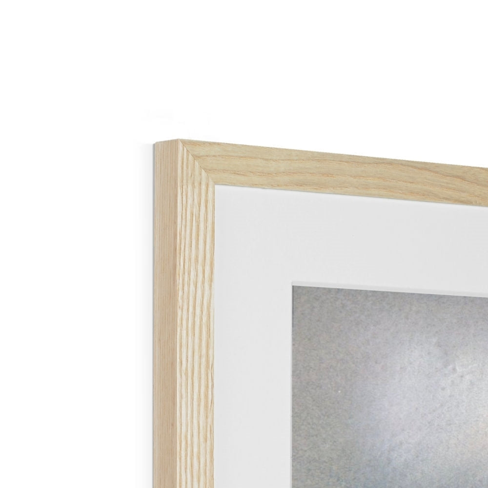 Dumbarton Rock framed print in light wood frame with white mat and glass