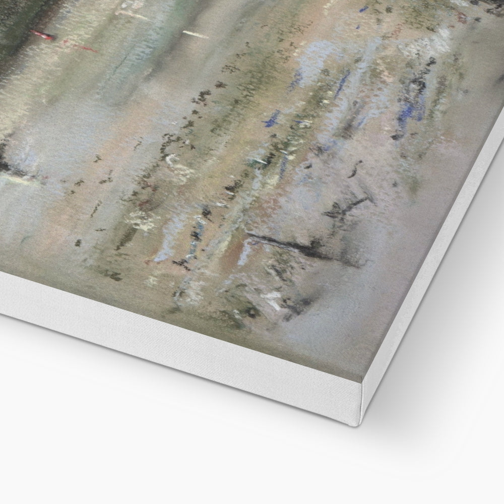 Dumbarton Rock Canvas: Silver metallic abstract art print with textured finish