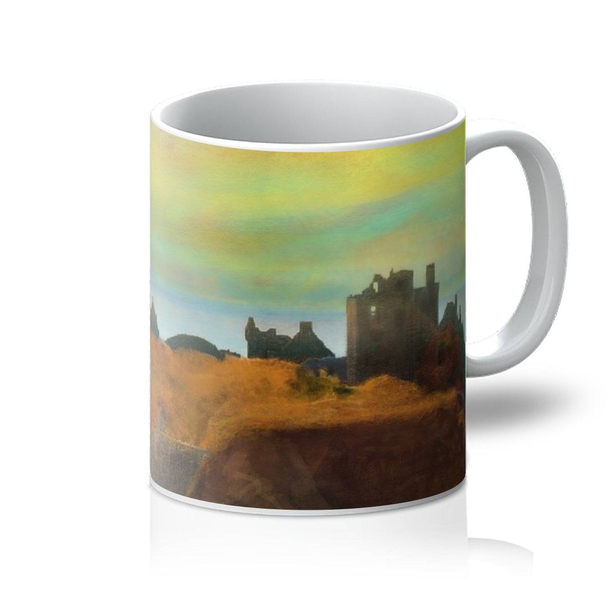Dunnottar Castle Dusk Art Gifts Mug-Mugs-Historic & Iconic Scotland Art Gallery-11oz-White-Paintings, Prints, Homeware, Art Gifts From Scotland By Scottish Artist Kevin Hunter