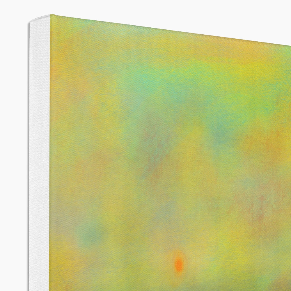 Yellow and green abstract Dunnottar Castle Dusk canvas print