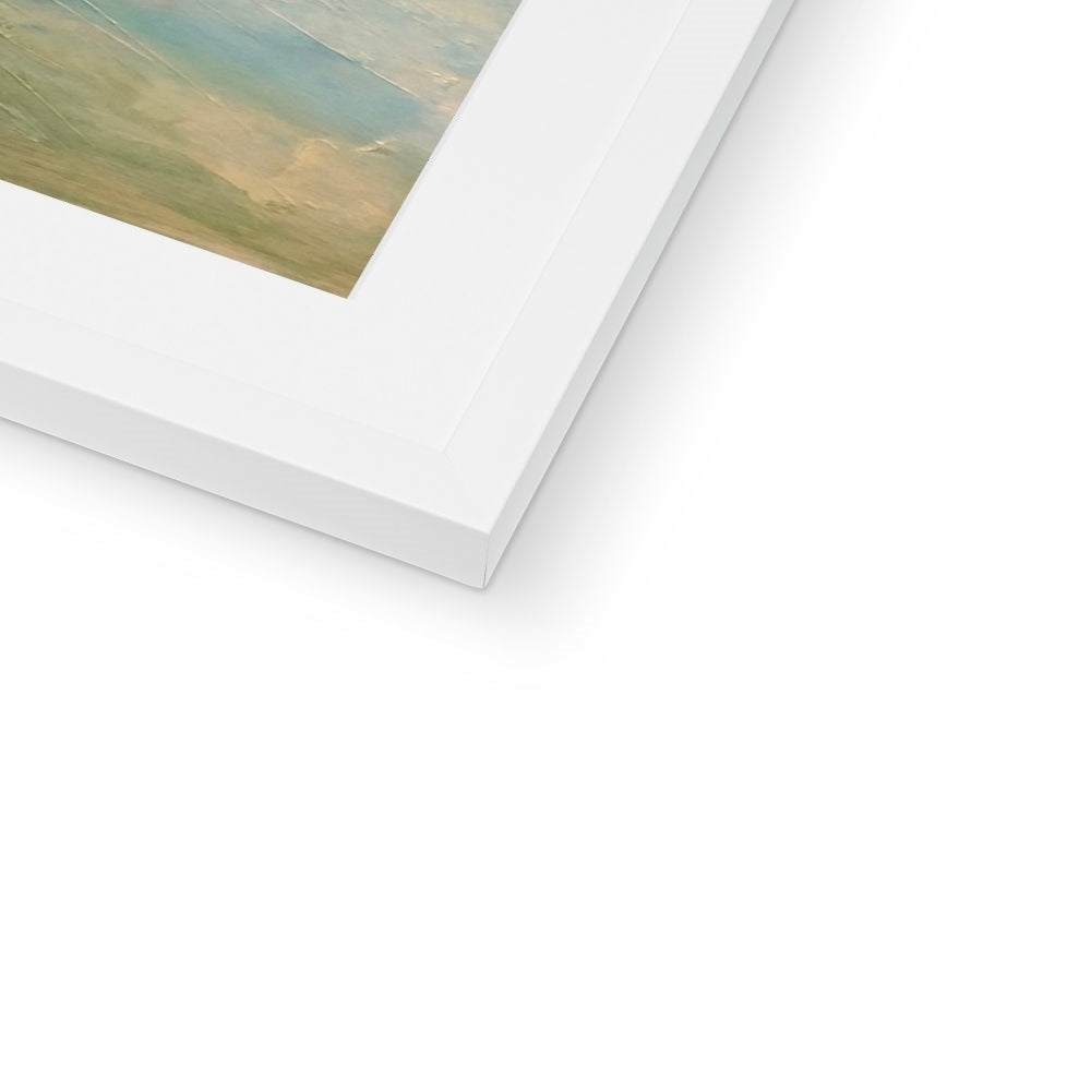 White picture frame with a landscape painting for Dunnottar Castle Framed & Mounted Print