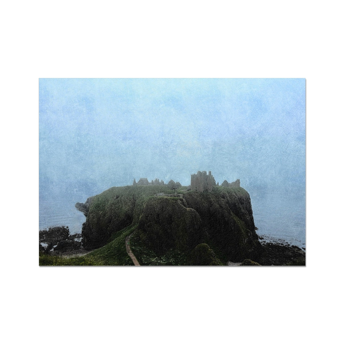 Dunnottar Castle Mist Painting | Fine Art Prints From Scotland-Unframed Prints-Scottish Castles Art Gallery-A2 Landscape-Paintings, Prints, Homeware, Art Gifts From Scotland By Scottish Artist Kevin Hunter