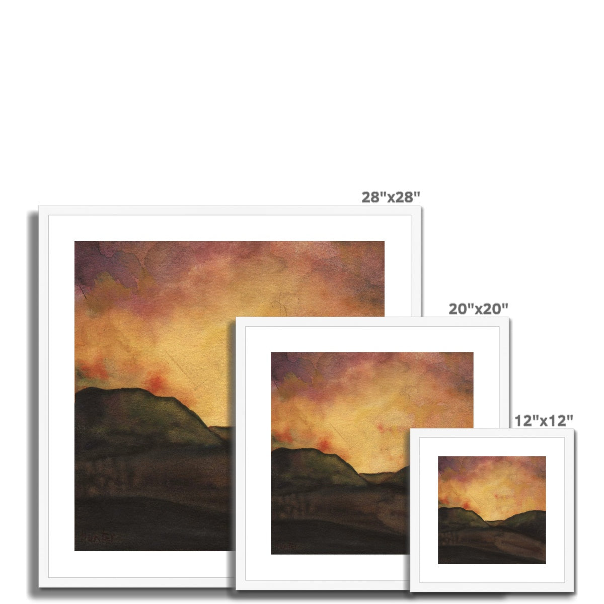 28x28in Dunoon Dusk framed minimalist landscape art print