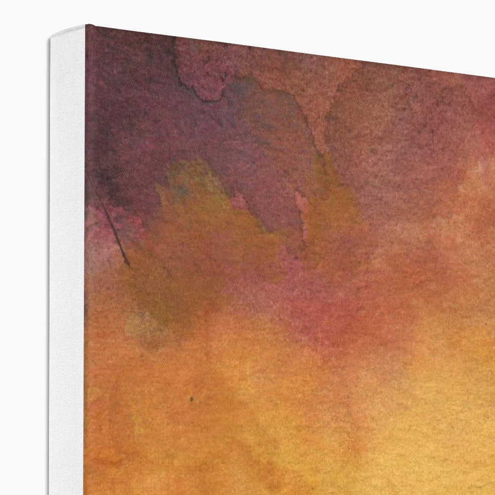 Dunoon Dusk abstract orange brown canvas print in white frame
