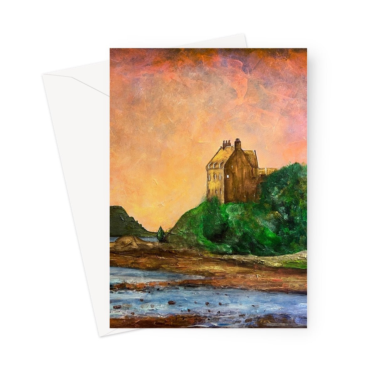 Duntrune Castle Art Gifts Greeting Card-Greetings Cards-Historic & Iconic Scotland Art Gallery-5"x7"-1 Card-Paintings, Prints, Homeware, Art Gifts From Scotland By Scottish Artist Kevin Hunter