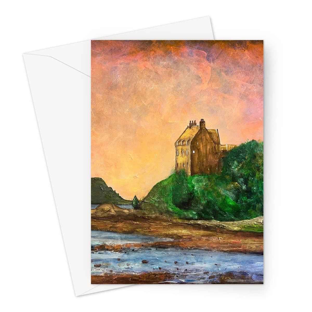 Duntrune Castle Art Gifts Greeting Card-Greetings Cards-Scottish Castles Art Gallery-A5 Portrait-10 Cards-Paintings, Prints, Homeware, Art Gifts From Scotland By Scottish Artist Kevin Hunter