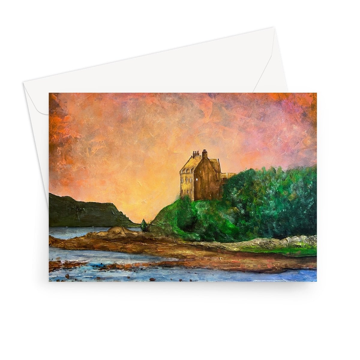 Duntrune Castle Art Gifts Greeting Card-Greetings Cards-Scottish Castles Art Gallery-7"x5"-1 Card-Paintings, Prints, Homeware, Art Gifts From Scotland By Scottish Artist Kevin Hunter