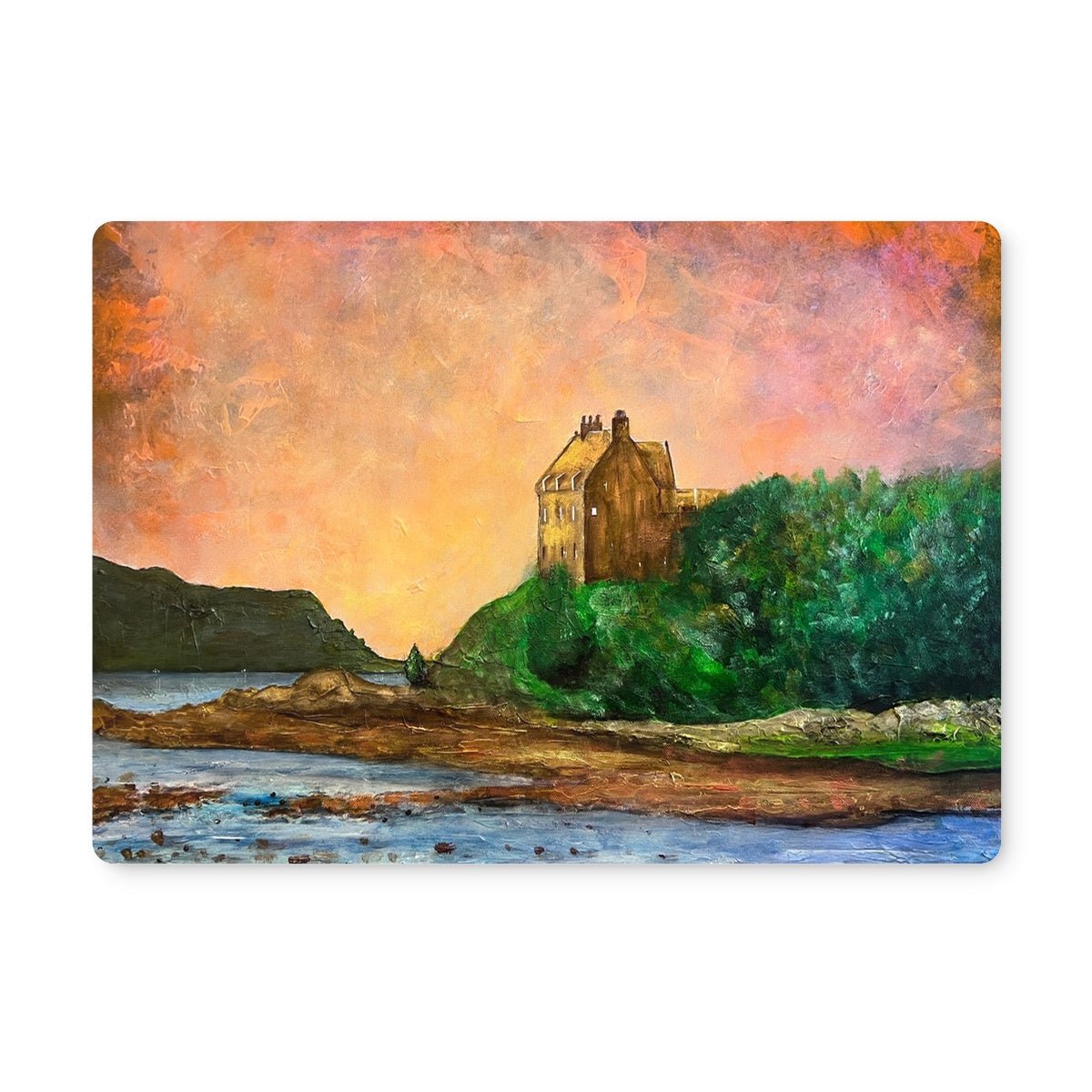 Duntrune Castle Art Gifts Placemat-Placemats-Historic & Iconic Scotland Art Gallery-2 Placemats-Paintings, Prints, Homeware, Art Gifts From Scotland By Scottish Artist Kevin Hunter