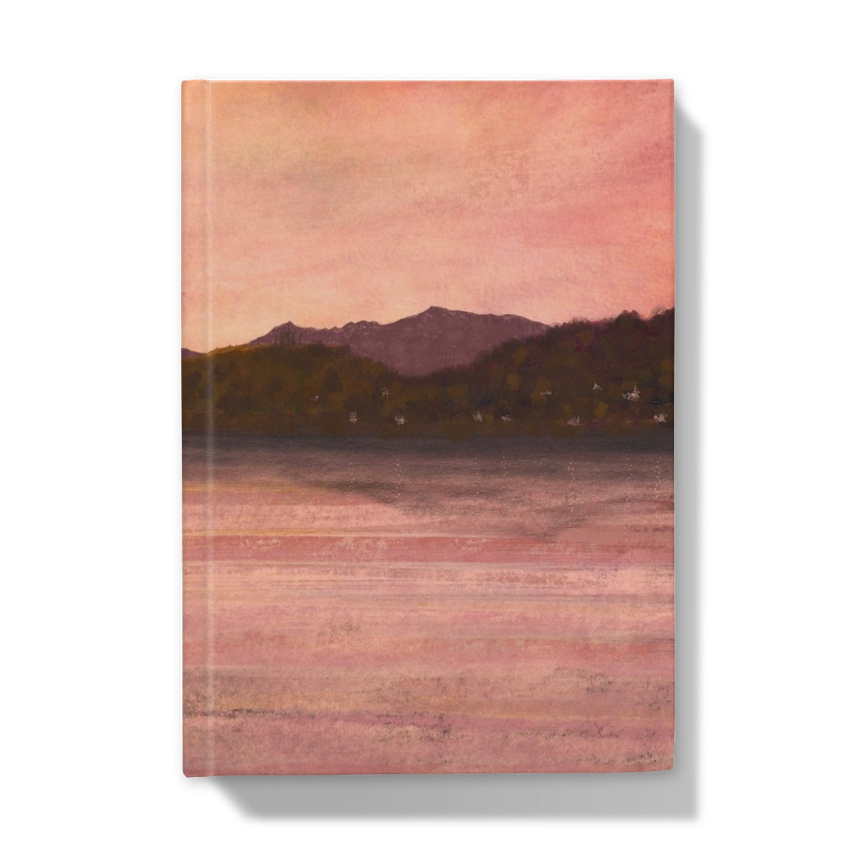 Rose-colored serene landscape journal cover with Arran & Bute mountains