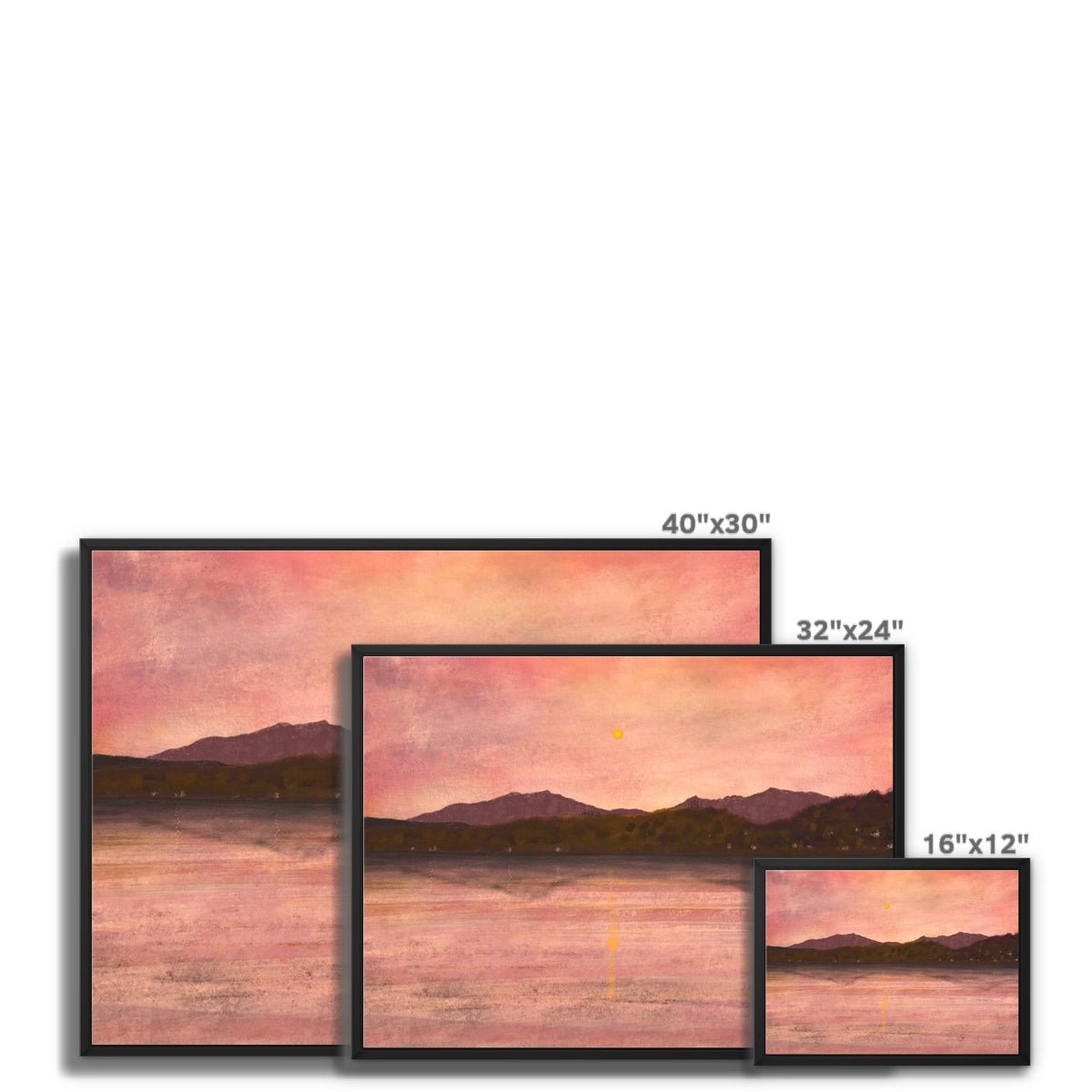 Dusk Over Arran & Bute Painting | Framed Canvas From Scotland-Floating Framed Canvas Prints-Arran Art Gallery-Paintings, Prints, Homeware, Art Gifts From Scotland By Scottish Artist Kevin Hunter