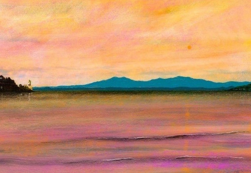 Dusk Over Arran & The Cloch Lighthouse Art Prints from my Arran Art Gallery Collection