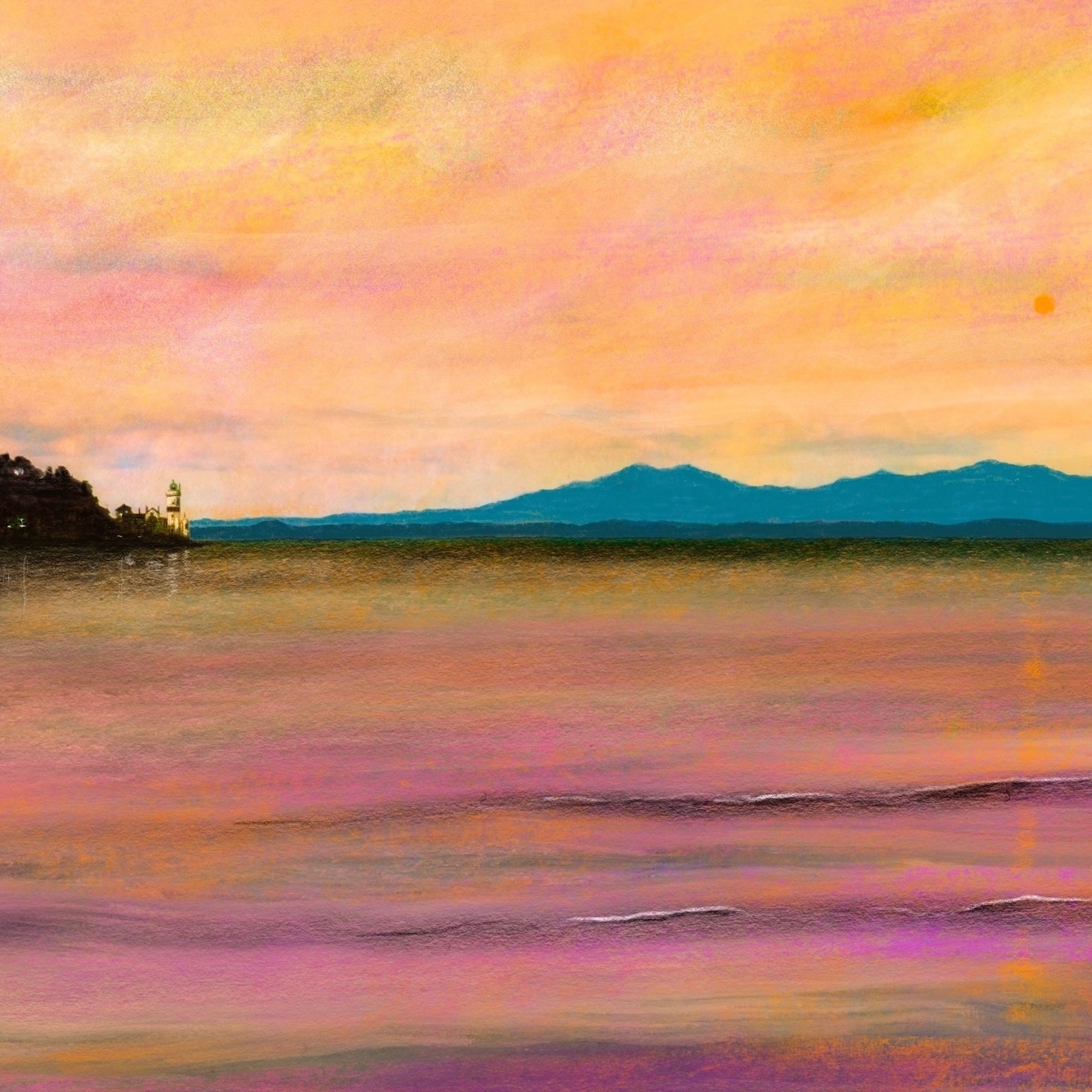 Dusk Over Arran & The Cloch Lighthouse | Scotland In Your Pocket Art Print-Scotland In Your Pocket Framed Prints-Arran Art Gallery-Paintings, Prints, Homeware, Art Gifts From Scotland By Scottish Artist Kevin Hunter