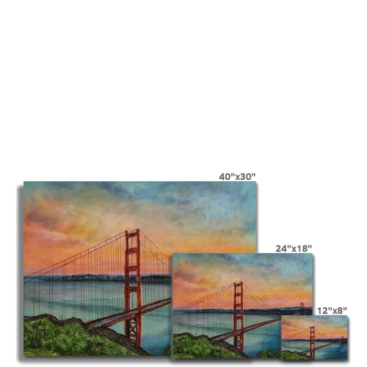 The Golden Gate Bridge Painting | Canvas From Scotland-Contemporary Stretched Canvas Prints-World Art Gallery-Paintings, Prints, Homeware, Art Gifts From Scotland By Scottish Artist Kevin Hunter