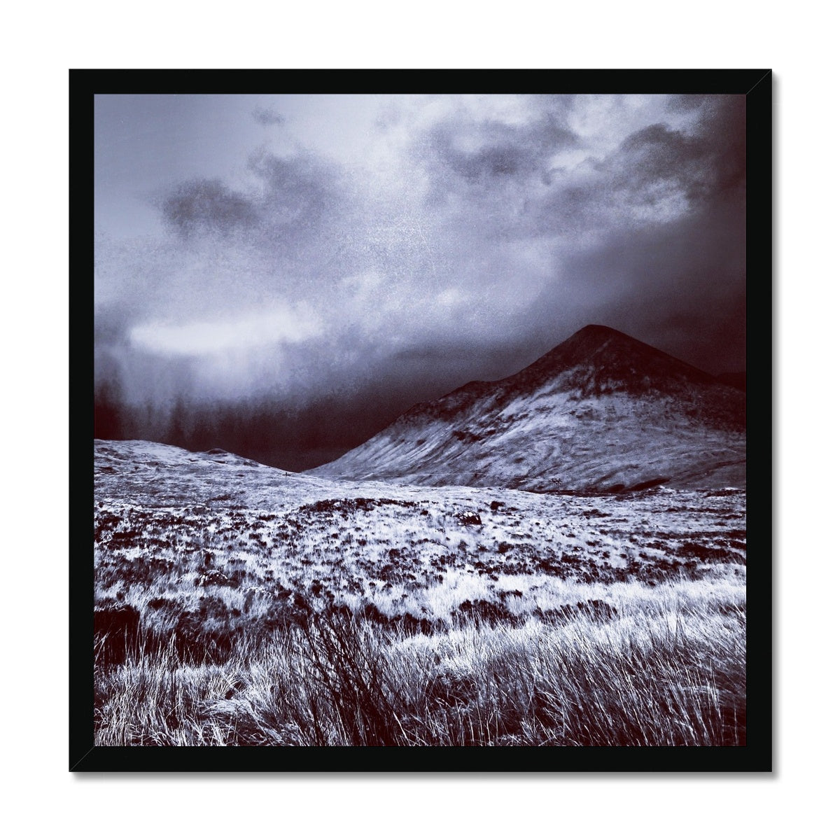 A Brooding Glen Varagil Skye Painting | Framed Prints From Scotland-Framed Prints-Skye Art Gallery-20"x20"-Black Frame-Paintings, Prints, Homeware, Art Gifts From Scotland By Scottish Artist Kevin Hunter