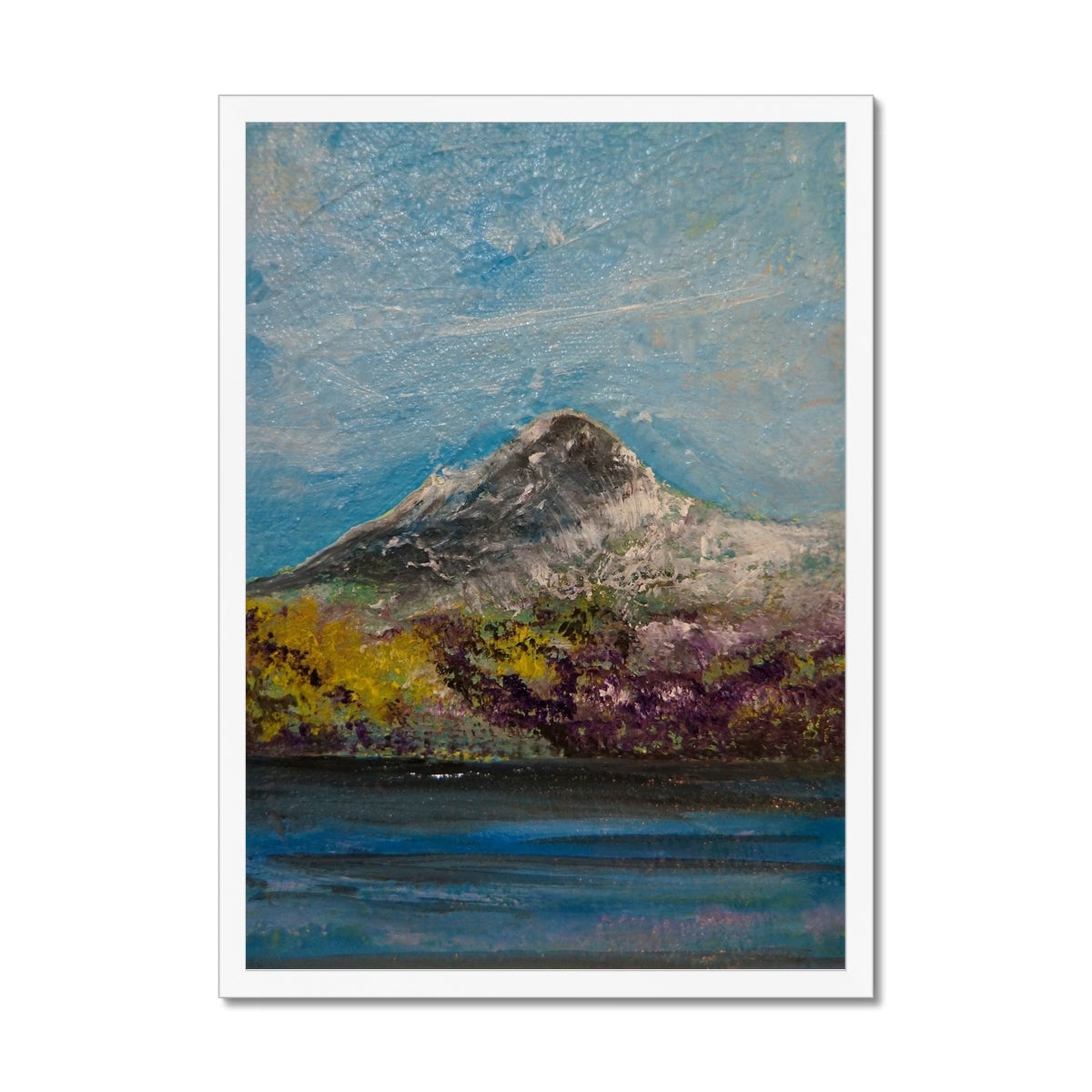 Ben Lomond ii Painting | Framed Prints From Scotland-Framed Prints-Scottish Lochs & Mountains Art Gallery-A2 Portrait-White Frame-Paintings, Prints, Homeware, Art Gifts From Scotland By Scottish Artist Kevin Hunter