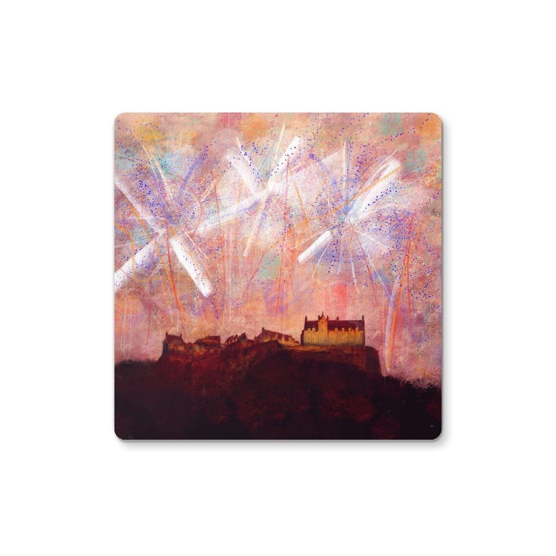 Edinburgh Castle Fireworks Art Gifts Coaster Scotland