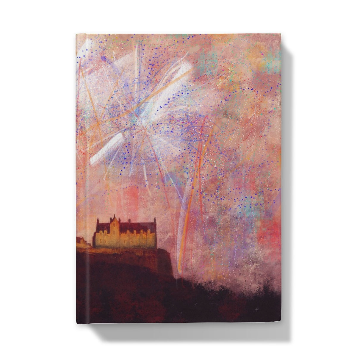 Edinburgh Castle Fireworks Art Gifts Hardback Journal-Journals & Notebooks-Edinburgh & Glasgow Art Gallery-A4-Plain-Paintings, Prints, Homeware, Art Gifts From Scotland By Scottish Artist Kevin Hunter