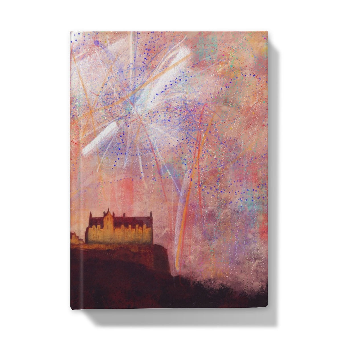 Edinburgh Castle Fireworks Art Gifts Hardback Journal-Journals & Notebooks-Edinburgh & Glasgow Art Gallery-5"x7"-Plain-Paintings, Prints, Homeware, Art Gifts From Scotland By Scottish Artist Kevin Hunter