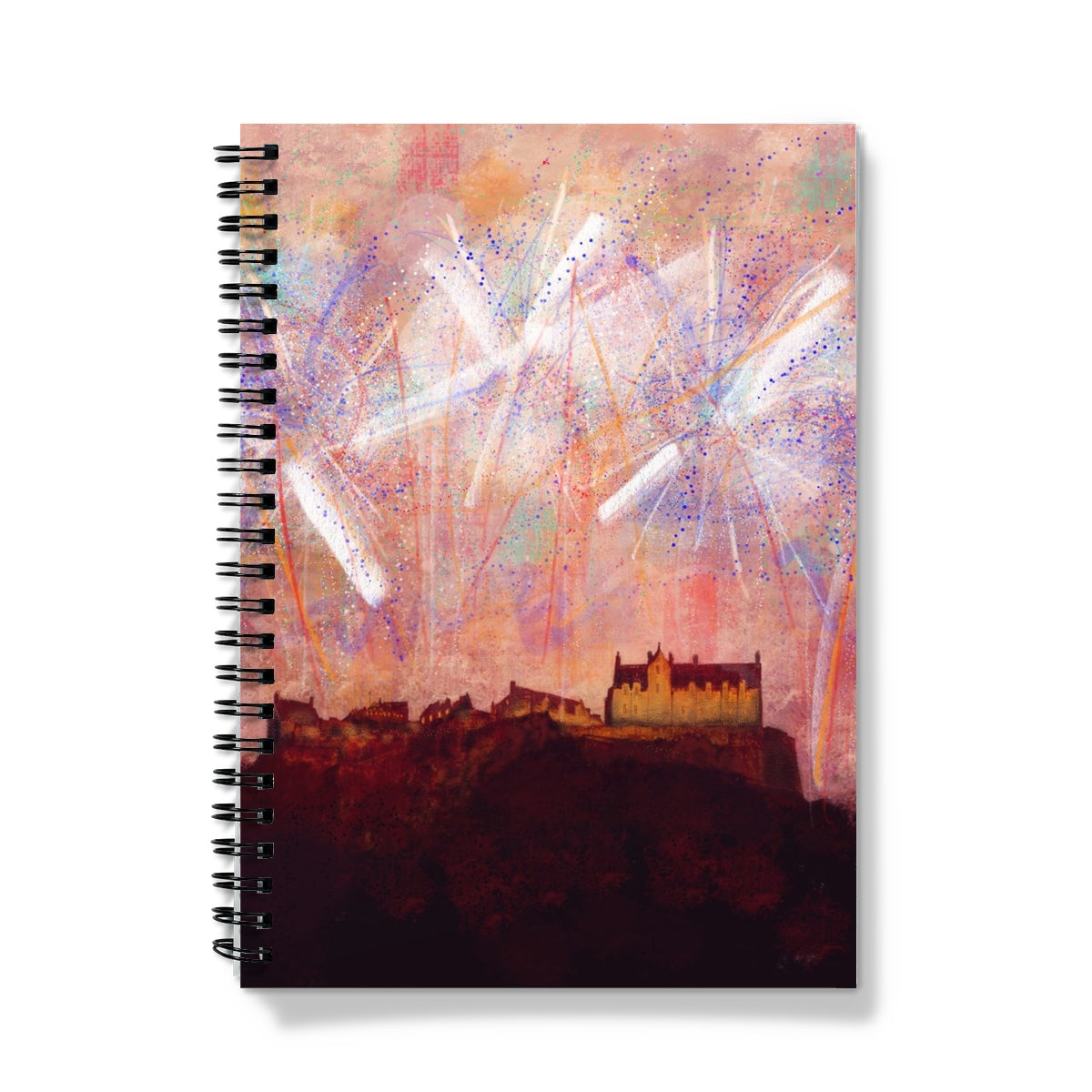 Edinburgh Castle Fireworks Art Gifts Notebook-Journals & Notebooks-Edinburgh & Glasgow Art Gallery-A5-Lined-Paintings, Prints, Homeware, Art Gifts From Scotland By Scottish Artist Kevin Hunter