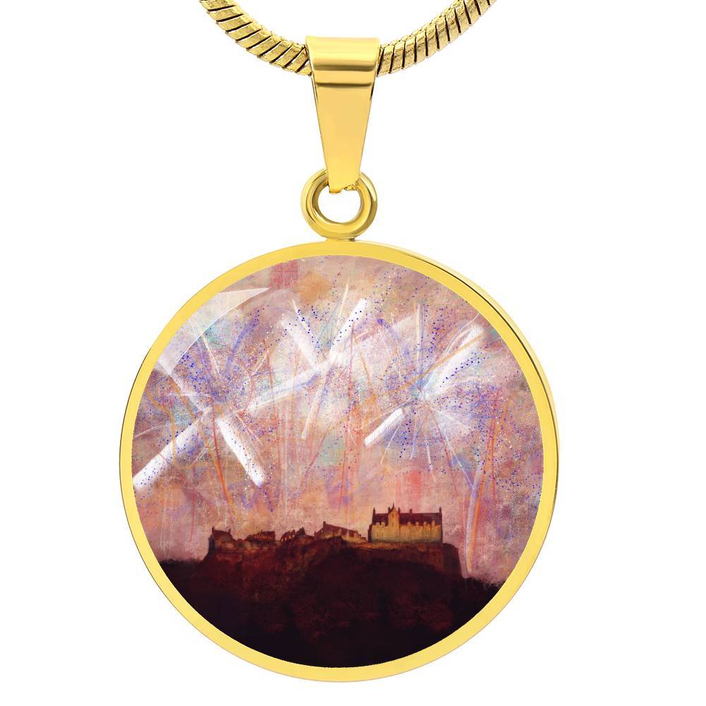 Edinburgh Castle Fireworks | Scottish Art Jewelry | Luxury Designer Necklace