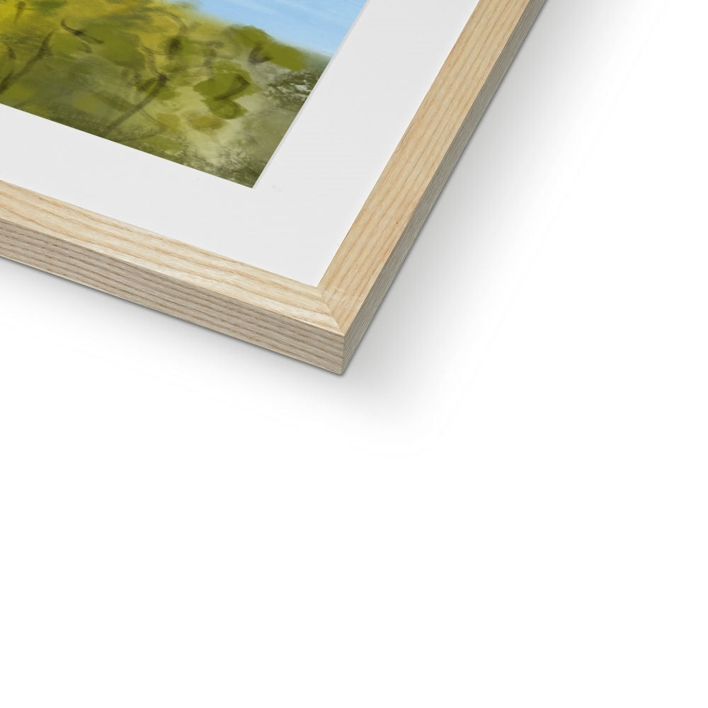 Edinburgh Castle green landscape print in wooden frame with white mat