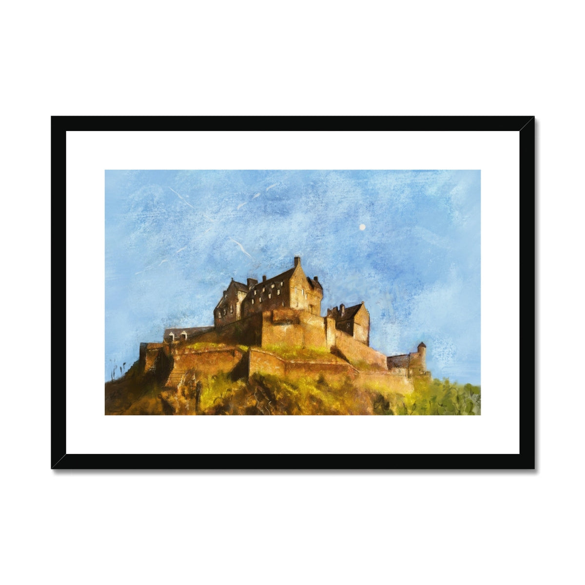 Edinburgh Castle watercolor black frame wall art print