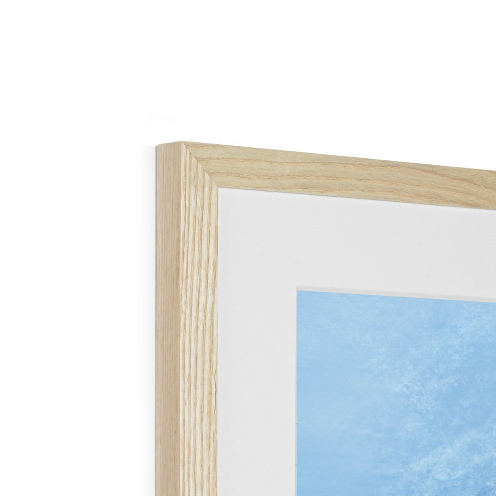 Edinburgh Castle blue watercolor print in light wood frame with white mat