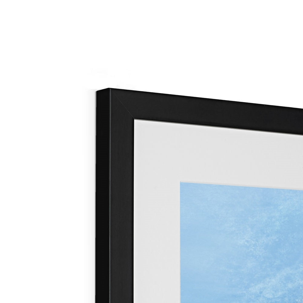 Black matte frame with white mat and blue abstract Edinburgh Castle art print