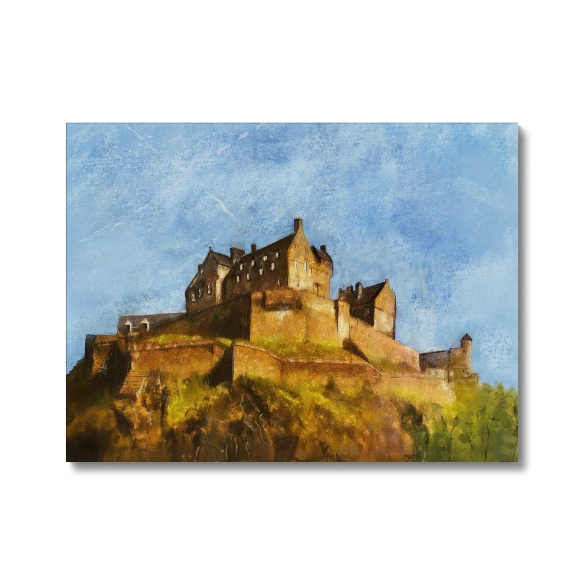 Edinburgh Castle Painting | Canvas From Scotland-Contemporary Stretched Canvas Prints-Historic & Iconic Scotland Art Gallery-24"x18"-Paintings, Prints, Homeware, Art Gifts From Scotland By Scottish Artist Kevin Hunter