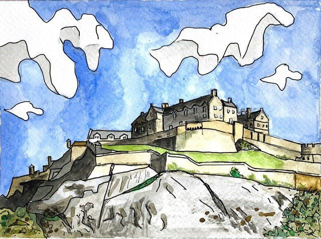Watercolor Edinburgh Castle print by Damian Henry Artist Printmaker