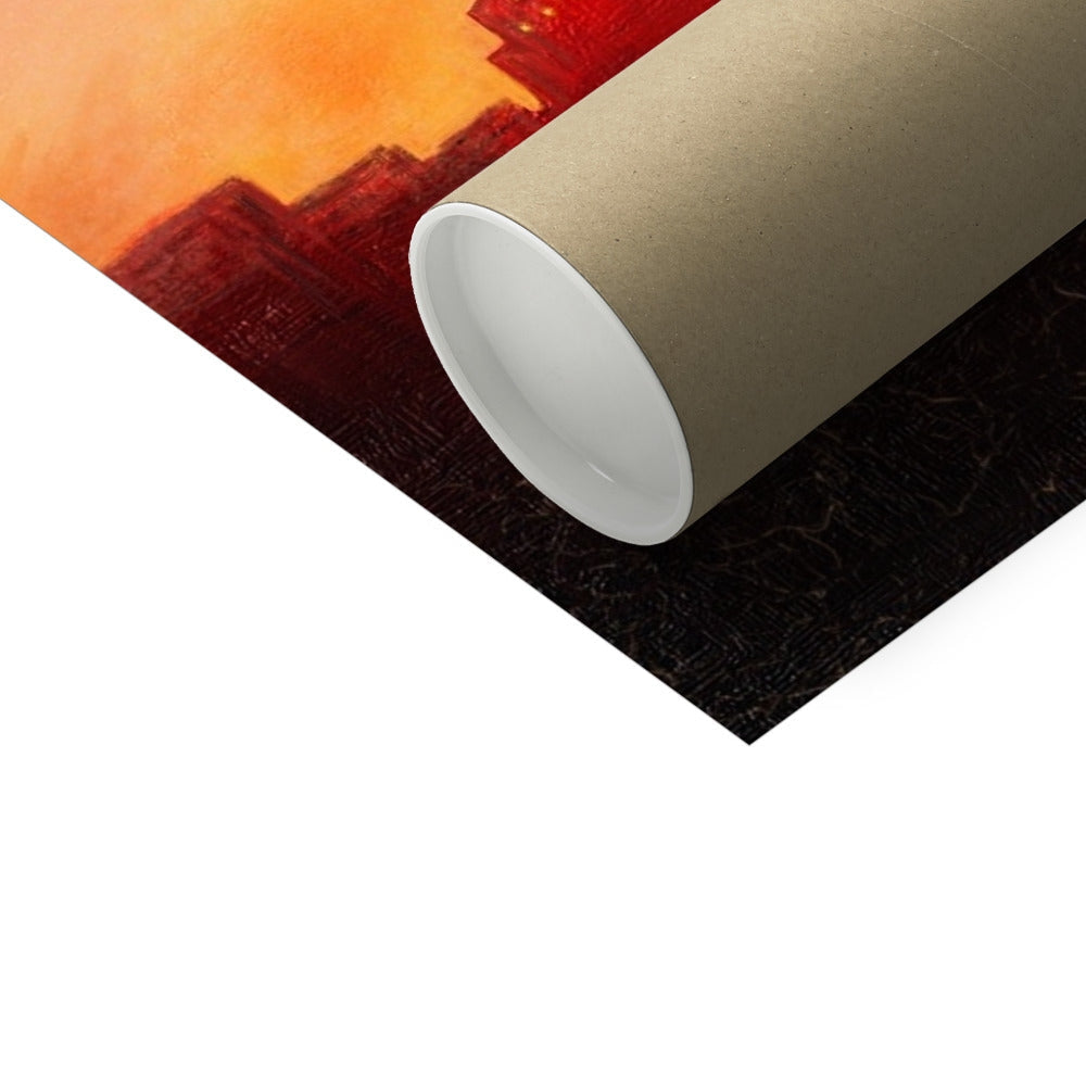 Edinburgh Castle Sunset artist proof print in cream tube on gradient cityscape