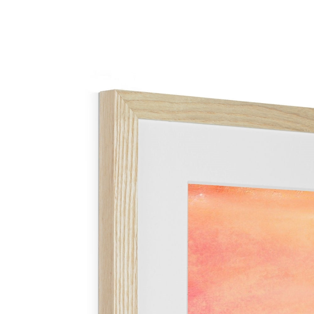 Edinburgh Castle sunset watercolor print in wooden frame with white mat