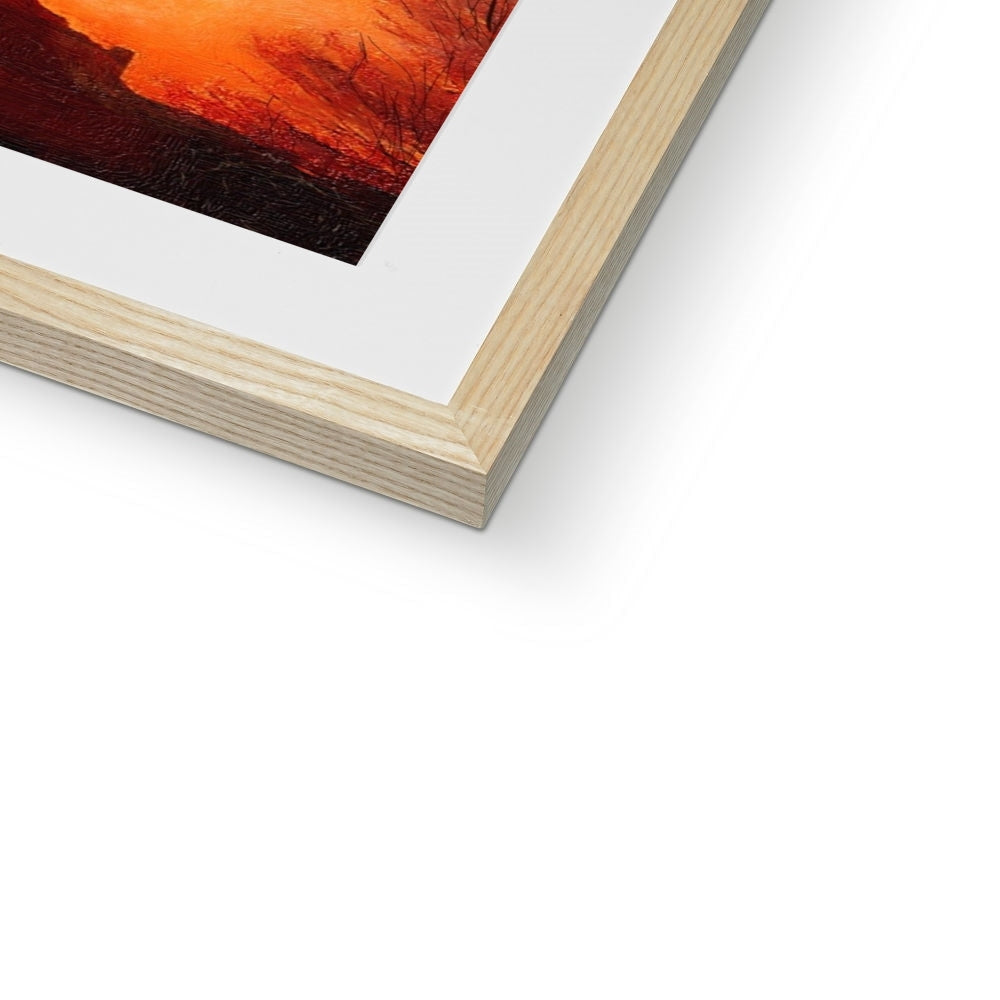 Edinburgh Castle Sunset art print in wooden frame with white mat