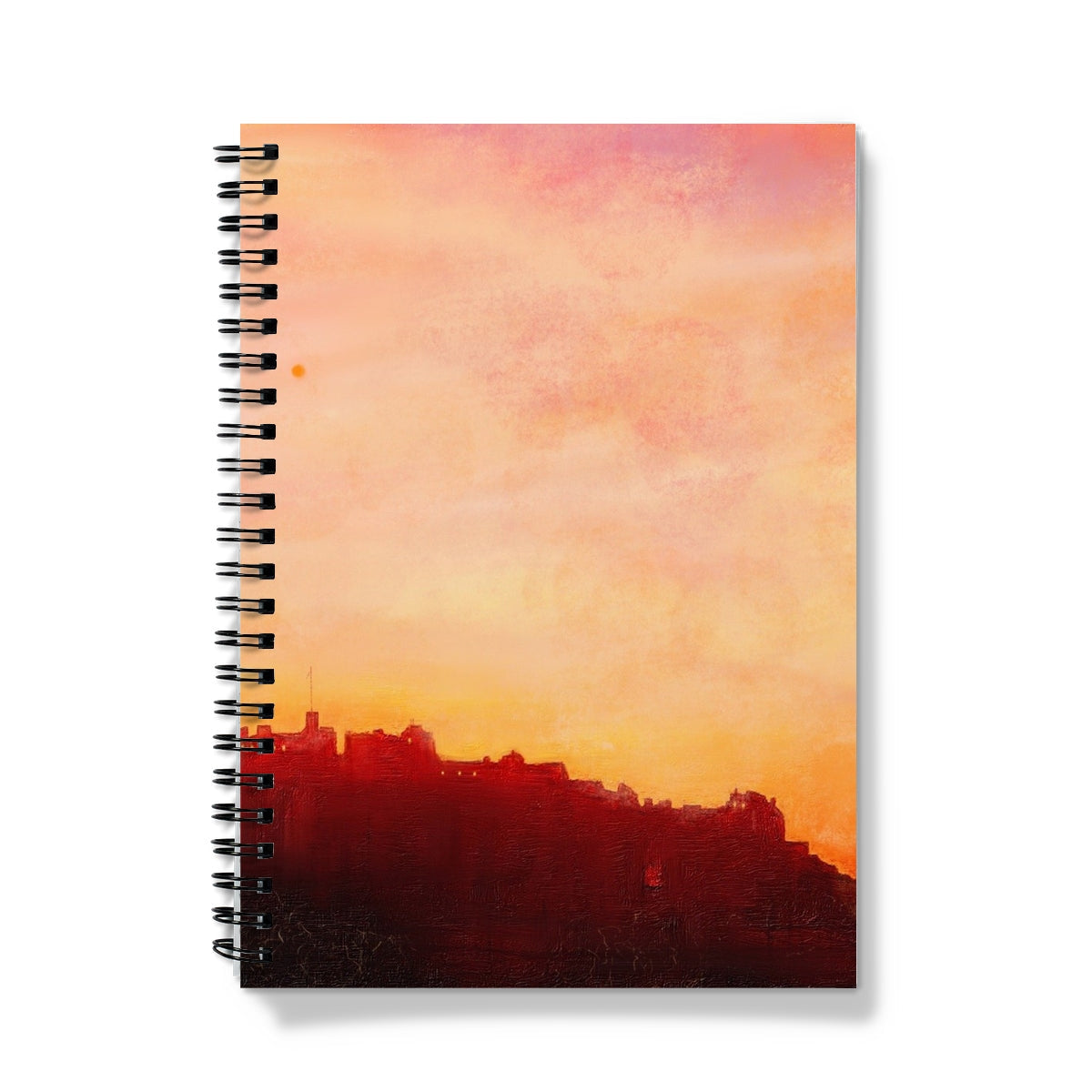 Edinburgh Castle Sunset spiral notebook with castle silhouette cover