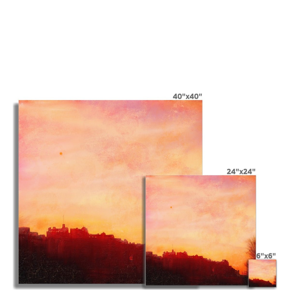 Edinburgh Castle Sunset Painting | Fine Art Prints From Scotland-Unframed Prints-Edinburgh & Glasgow Art Gallery-Paintings, Prints, Homeware, Art Gifts From Scotland By Scottish Artist Kevin Hunter