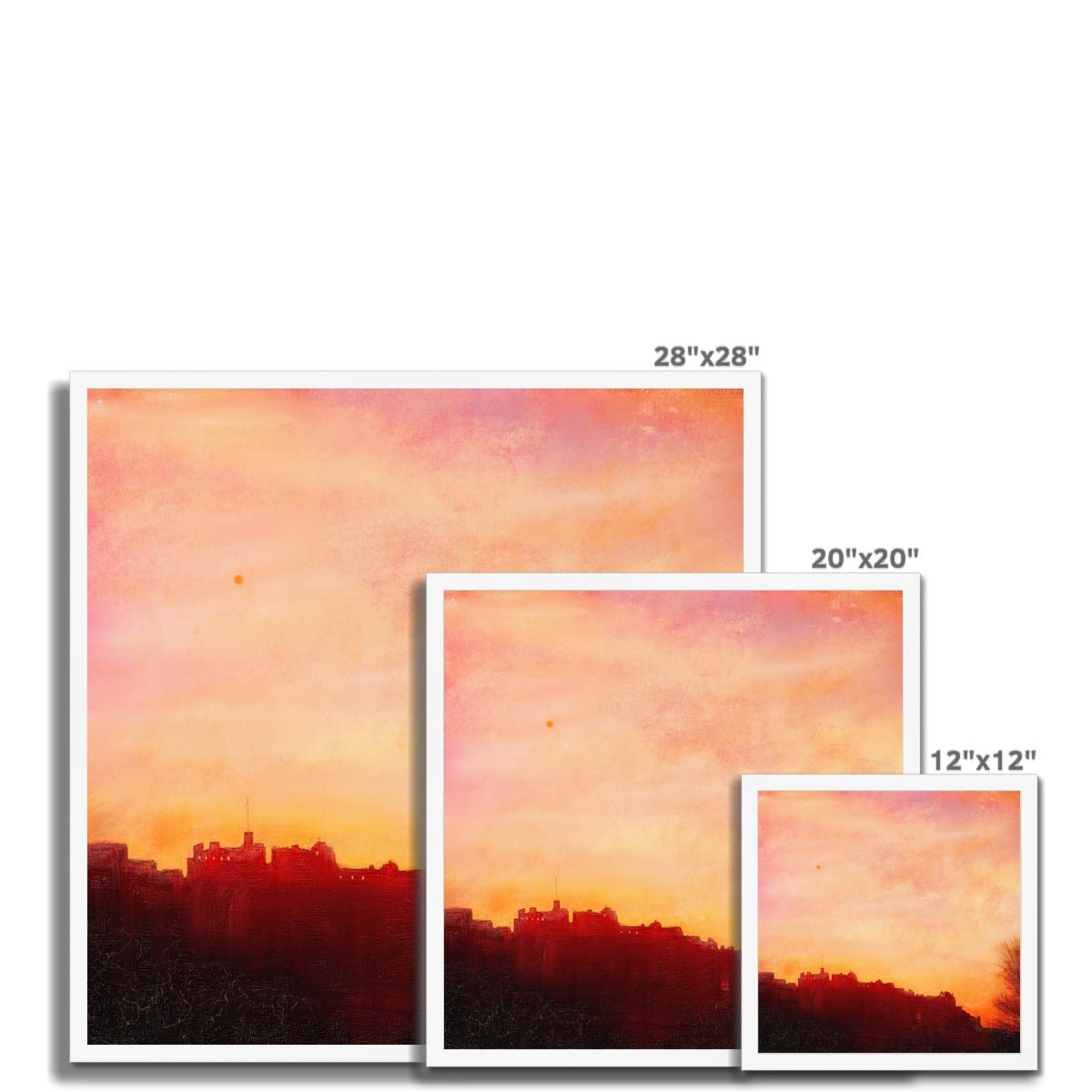Edinburgh Castle Sunset Painting | Framed Prints From Scotland-Framed Prints-Edinburgh & Glasgow Art Gallery-Paintings, Prints, Homeware, Art Gifts From Scotland By Scottish Artist Kevin Hunter