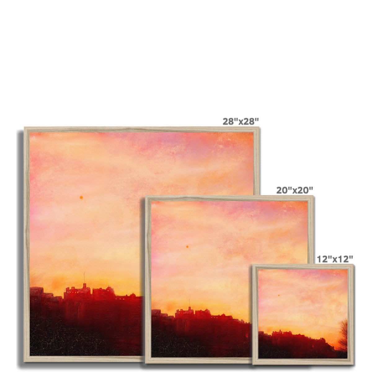 Edinburgh Castle Sunset Painting | Framed Prints From Scotland-Framed Prints-Edinburgh & Glasgow Art Gallery-Paintings, Prints, Homeware, Art Gifts From Scotland By Scottish Artist Kevin Hunter