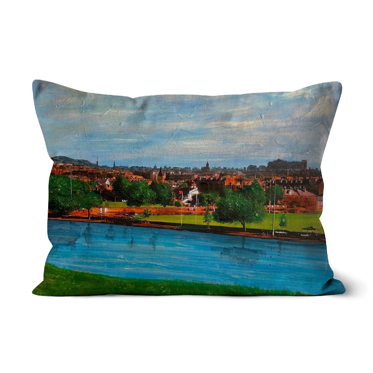 Edinburgh From Inverleith impressionistic cityscape cushion