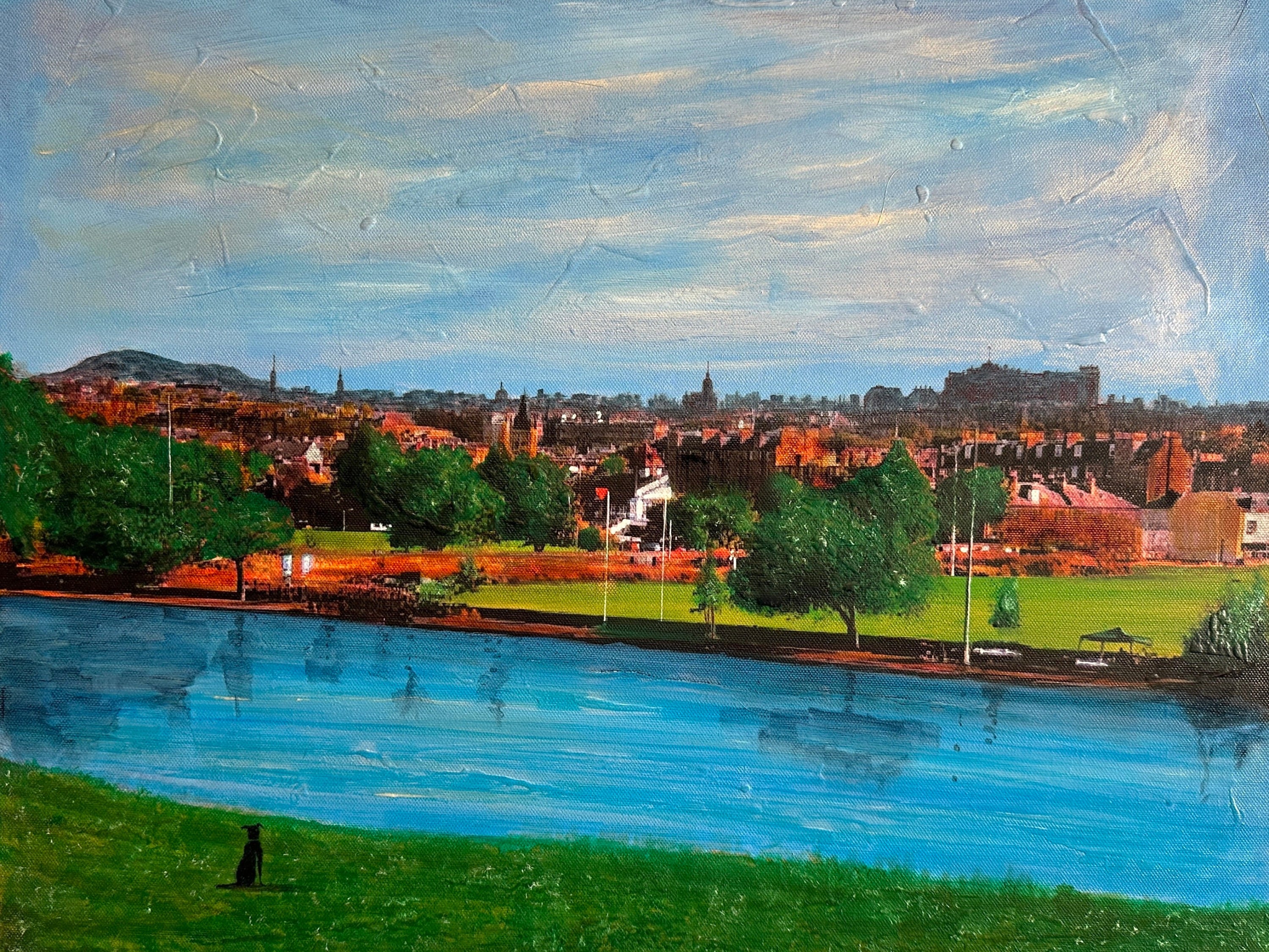 Edinburgh Cityscape oil painting displayed in Edinburgh From Inverleith Original Painting