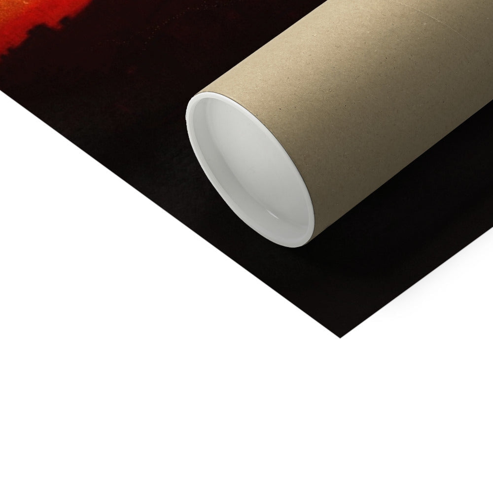 Unrolled black poster with beige shipping tube for Edinburgh Sunset Artist Proof Collector Print