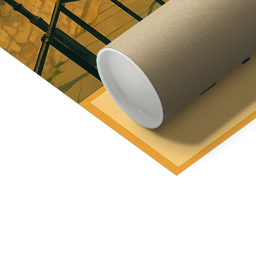 Edinburgh Vennel Fine Art Print in beige tube with yellow border