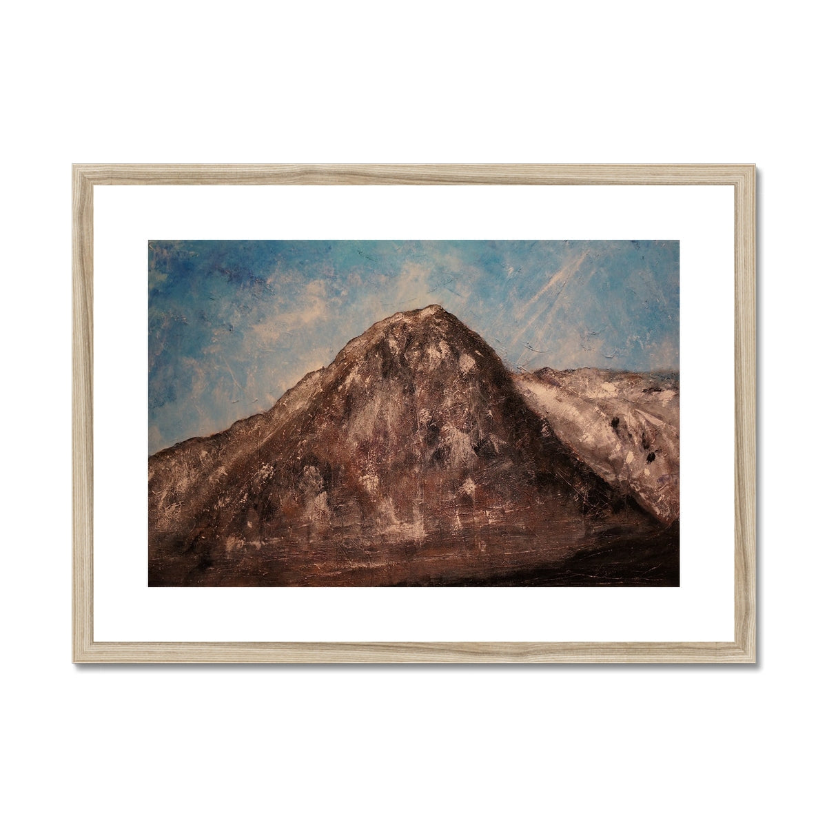 The Eiger Art Print: Framed Mountain Peak in Brown, White, Blue