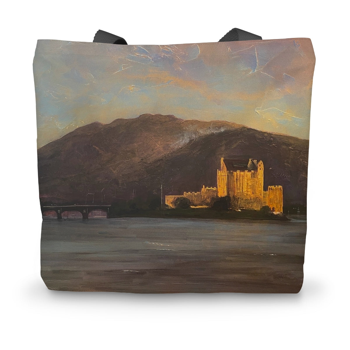 Eilean Donan Castle Art Gifts Canvas Tote Bag-Bags-Historic & Iconic Scotland Art Gallery-14"x18.5"-Paintings, Prints, Homeware, Art Gifts From Scotland By Scottish Artist Kevin Hunter