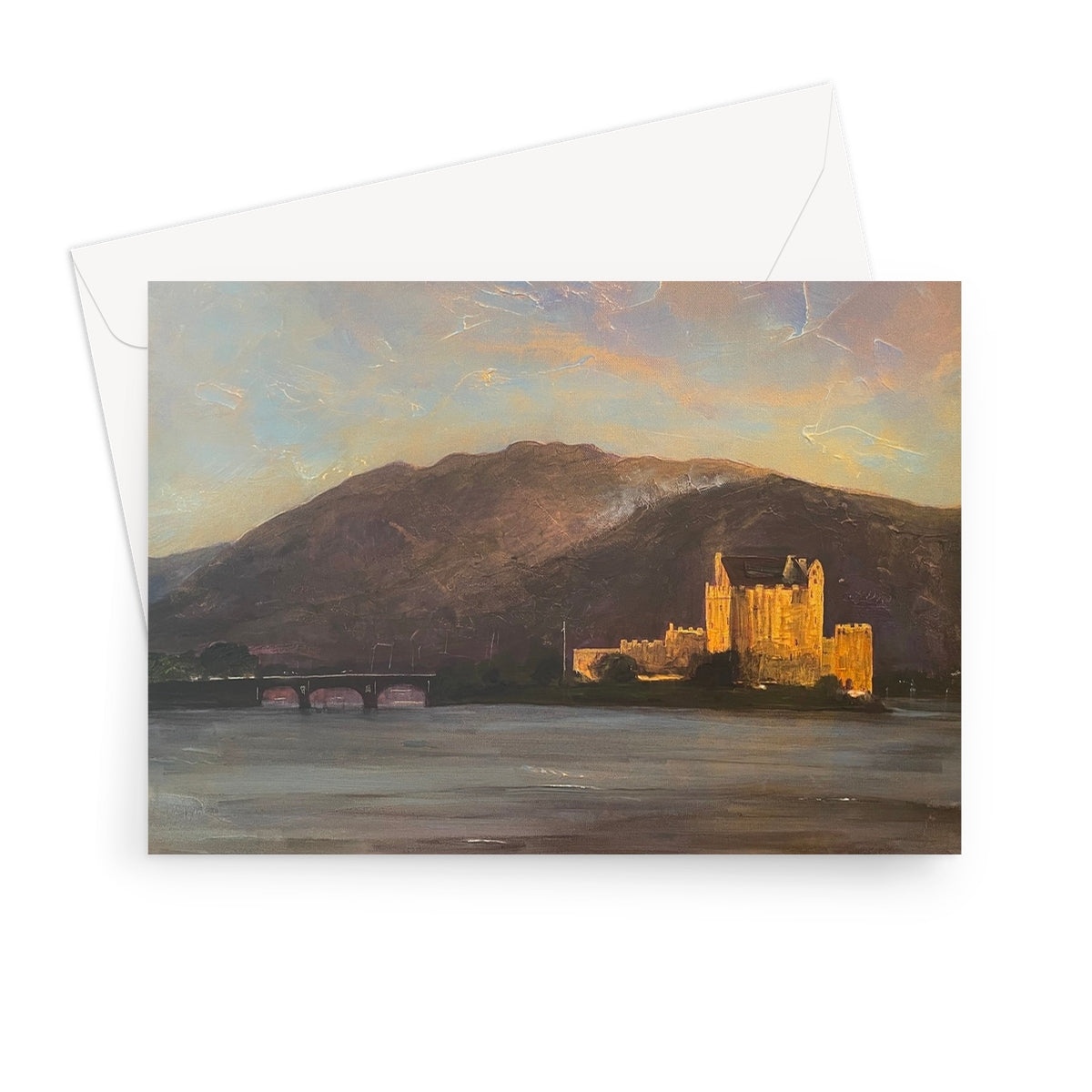 Eilean Donan Castle Art Gifts Greeting Card-Greetings Cards-Historic & Iconic Scotland Art Gallery-7"x5"-1 Card-Paintings, Prints, Homeware, Art Gifts From Scotland By Scottish Artist Kevin Hunter