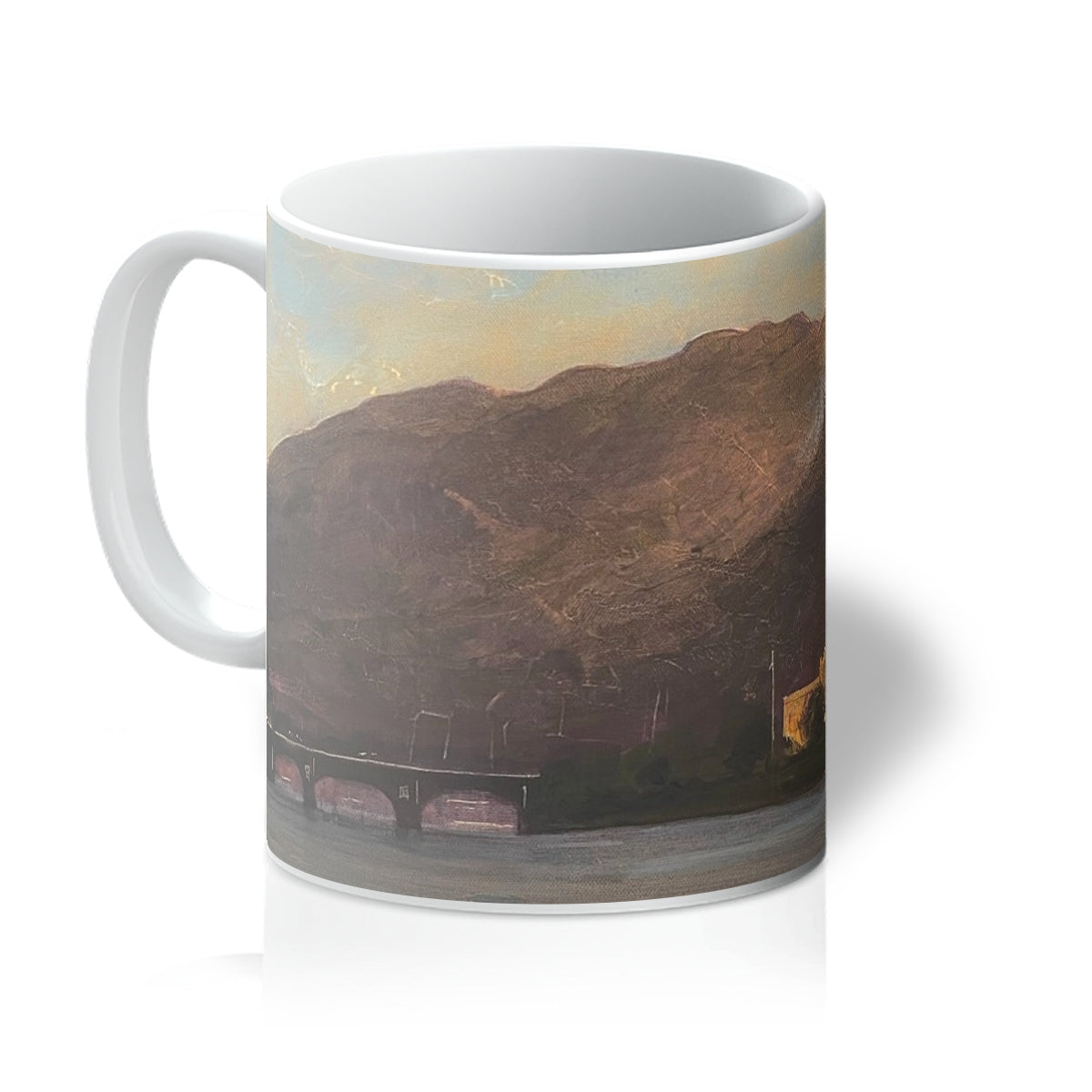 Eilean Donan Castle Art Gifts Mug-Mugs-Historic & Iconic Scotland Art Gallery-11oz-White-Paintings, Prints, Homeware, Art Gifts From Scotland By Scottish Artist Kevin Hunter