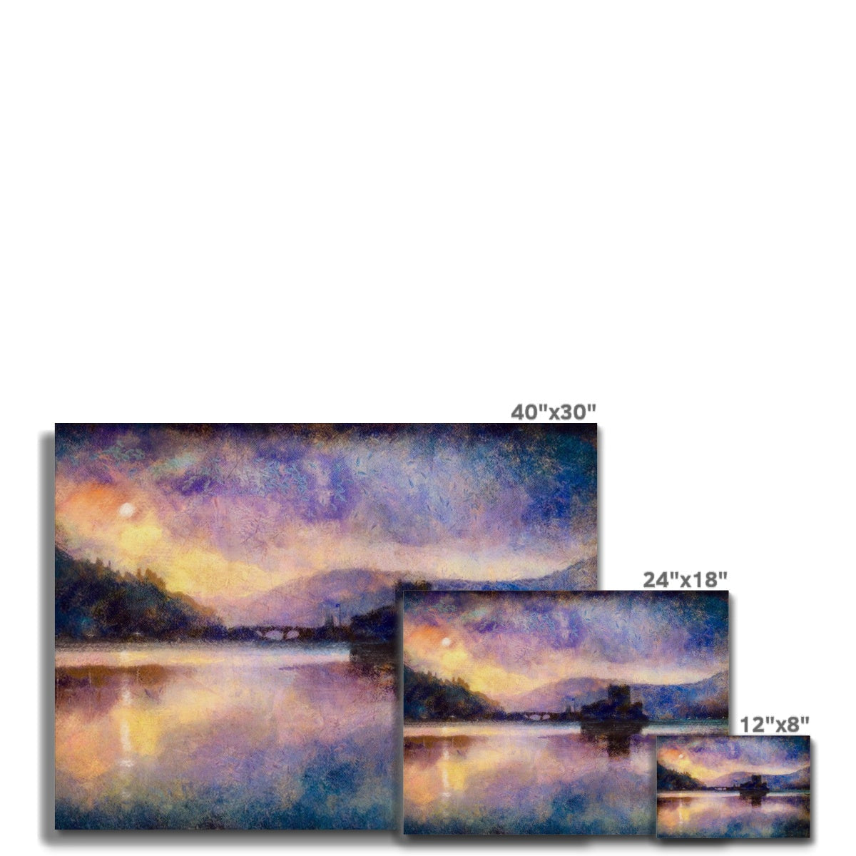 A set of three canvas prints of a vibrant, impressionistic landscape painting.