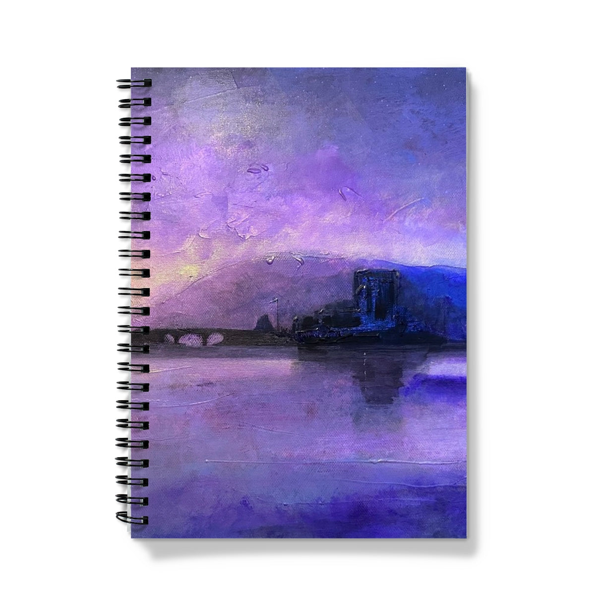 Eilean Donan Castle Moonset Art Gifts Notebook-Journals & Notebooks-Historic & Iconic Scotland Art Gallery-A4-Graph-Paintings, Prints, Homeware, Art Gifts From Scotland By Scottish Artist Kevin Hunter
