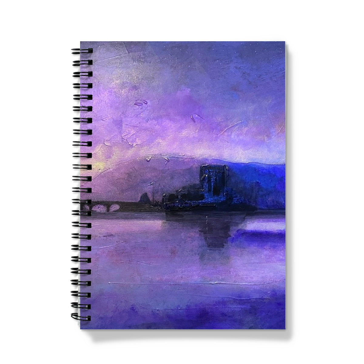 Eilean Donan Castle Moonset Art Gifts Notebook-Journals & Notebooks-Historic & Iconic Scotland Art Gallery-A5-Graph-Paintings, Prints, Homeware, Art Gifts From Scotland By Scottish Artist Kevin Hunter