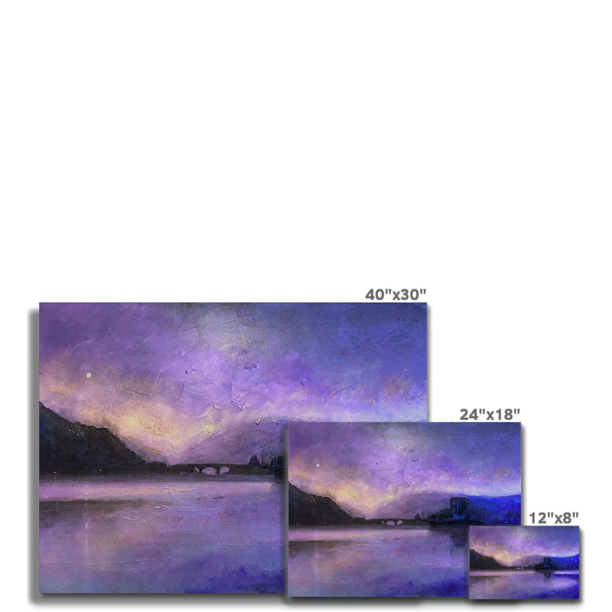 Eilean Donan Castle Moonset Painting | Canvas From Scotland-Contemporary Stretched Canvas Prints-Historic & Iconic Scotland Art Gallery-Paintings, Prints, Homeware, Art Gifts From Scotland By Scottish Artist Kevin Hunter