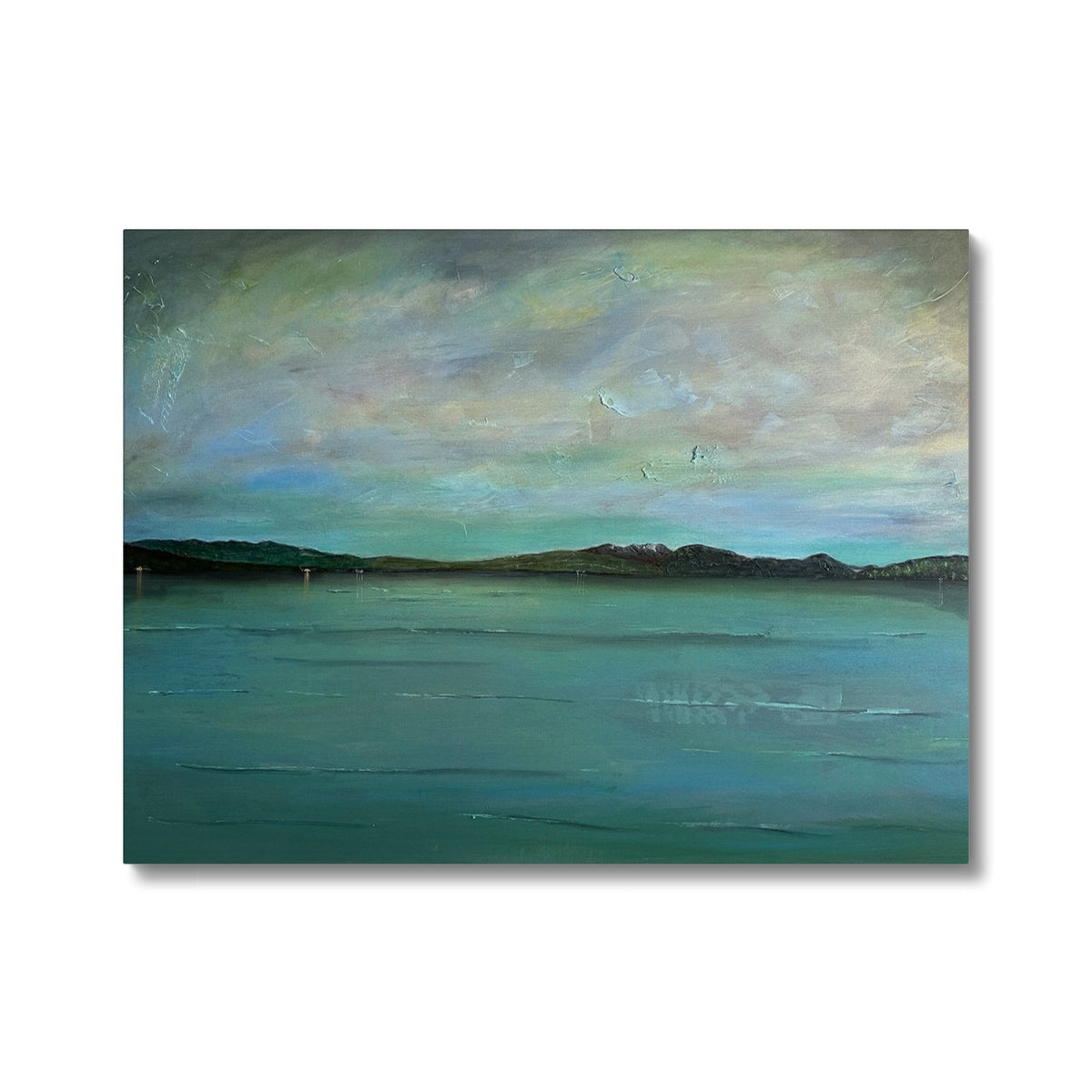 Teal and green abstract Loch Lomond landscape canvas print